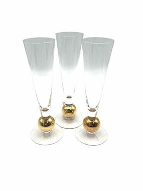 Orrefors Sweden Clear/Gold Home Decor Stemware